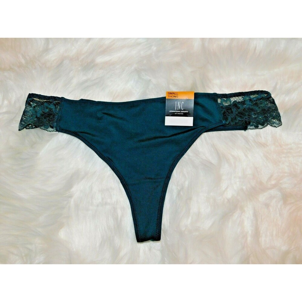 INC Women's Thong Panties Green Spruce Size Small Panty New